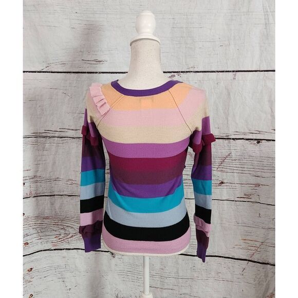 Sonia Rykiel Merino Wool Multicolor Ruffle Sweater Size Small - Picture 2 of 5